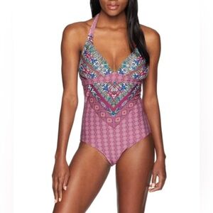 NWT PrAna Size Small Lahari One Piece Swimsuit Pomegranate Marrakesh E34